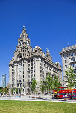 Royal Liver Historical Building, Pier Head, Liverpool, Merseyside, England, United Kingdom, Europe