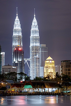 Petronas Towers dominate the Kuala Lumpur skyline, Titiwangsa in Kuala Lumpur, Malaysia, Southeast Asia, Asia