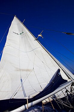 Sail boat cruising on the Mediterranean sea