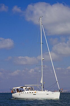 Sail boat entering the port of Haifa, Israel