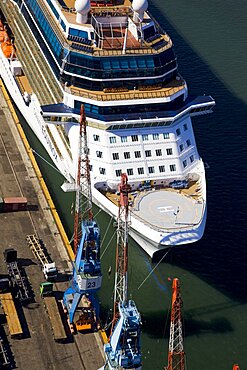 The luxury passenger ship of Celebrity Equinox docking in the port of Haifa