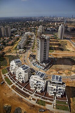 Aerial city of Kiryat Ono in the Dan Metropolis, Israel