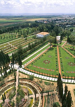 Aerial Bahai Gardens in the Western Galilee, Israel