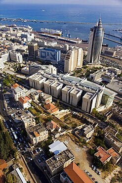 Aerial photograph of downtown Haifa, Israel