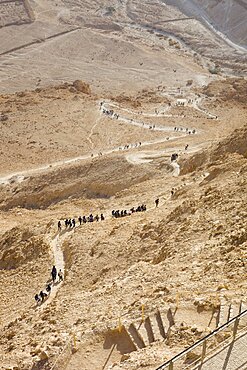 Serpent path leading to the archeologic site of Masada in the Judean desert, Israel