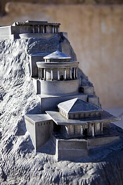 Closeup on a model of the northern palace built by Herod the great between 41 to 37 BC, Israel