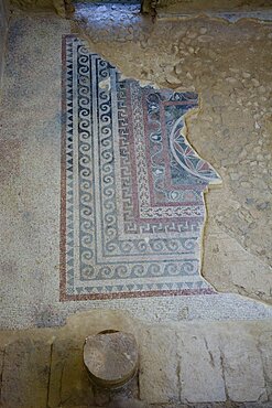 Photograph of a mosaic floor in the archeolgic site of Masada, Israel