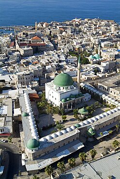 Aerial old city of Acre in the western Galilee, Israel