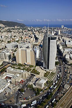 Aerial photograph of Haifa's Government center, Israel