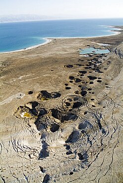 Aerial northern basin of the Dead Sea, Israel
