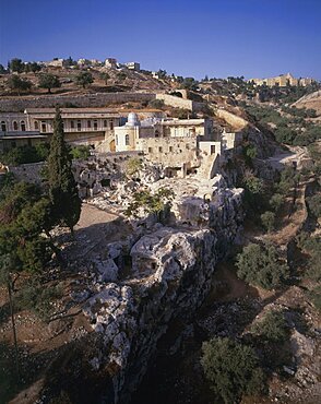 Aerial view of Akeldama also known as The Field of blood, Israel