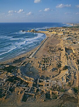 Aerial ancient race course of Roman Caesarea, Israel