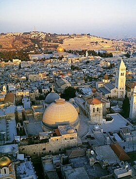 Aerial old city of Jerusalem, Israel