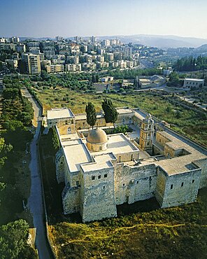 Aerial Greek orthodox monastery of the Cross in Jerusalem, Israel