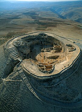 Aerial view of the Herodium in the Judea Desert, Israel