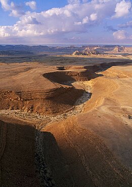 Aerial photograph of Yelek wadi in the Negev desert, Israel