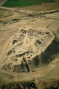 Aerial mound of Be'er Sheva in the northern Negev desert, Israel