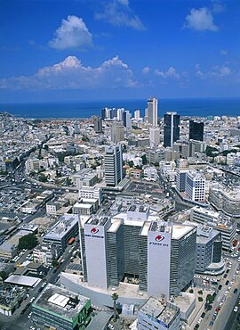 Aerial image of central Tel Aviv, Israel