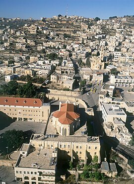 Aerial photograph of the Monastery of Dir Karmizan in the village of Beit Jala Judea, Israel