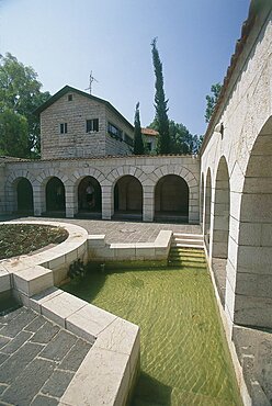 Photograph of the church of Tabgha by the Sea of Galilee, Israel