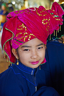 Young woman of the Pa-O ethnic group, Inle Lake, Shan State, Myanmar (Burma), Asia