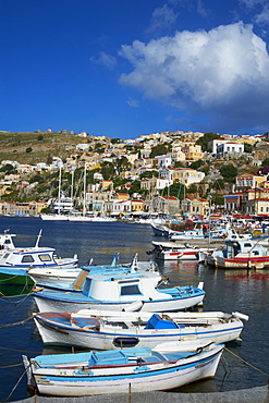 Gialos harbour, Symi island, Dodecanese, Greek Islands, Greece, Europe