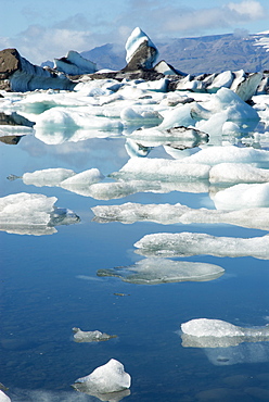 Glacier Vatnajokull and iceberg in the lagoon of Jokulsarlon, Iceland, Polar Regions