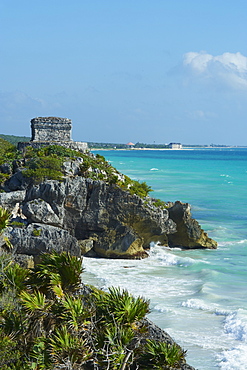 Tulum beach and ancient Mayan site of Tulum, Tulum, Quintana Roo, Mexico, North America