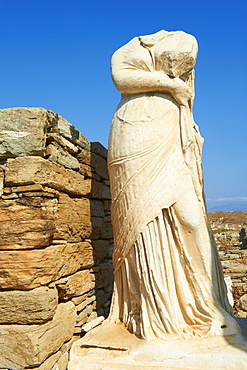 Statue of Cleopatra, House of Cleopatra, Quarter of the Theatre, archaeological site, Delos, UNESCO World Heritage Site, Cyclades Islands, Greek Islands, Greece, Europe