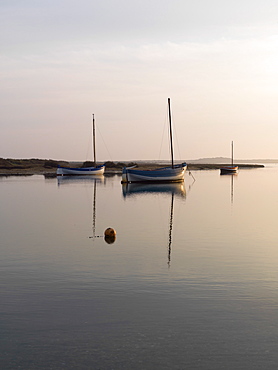 Boats in the harbour at Burnham Overy Staithe, Norfolk, England, United Kingdom, Europe