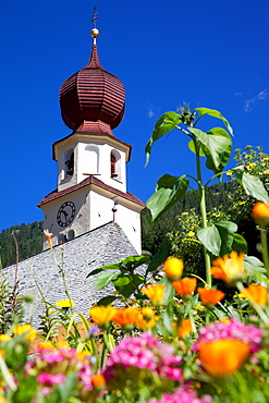 View to church, Canazei, Val di Fassa, Trentino-Alto Adige, Italy, Europe