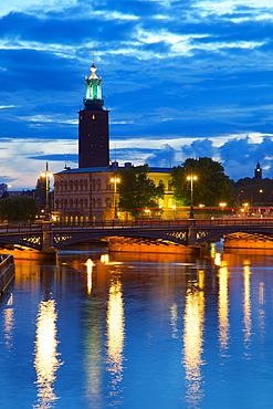 The City Hall at night, Kungsholmen, Stockholm, Sweden, Scandinavia, Europe