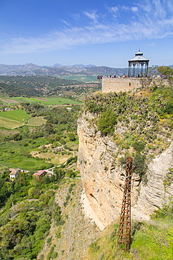 View of Andalusian countryside and Alameda Del Tajo, Ronda, Andalusia, Spain, Europe