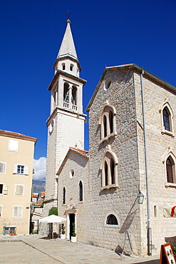 Church bell tower, Old Town, Budva, Montenegro, Europe