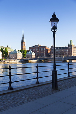 View of Riddarholmen Church from Gamla Stan, Riddarholmen, Stockholm, Sweden, Scandinavia, Europe