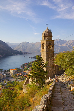 Chapel of Our Lady of Salvation and view over Old Town, Kotor, UNESCO World Heritage Site, Montenegro, Europe