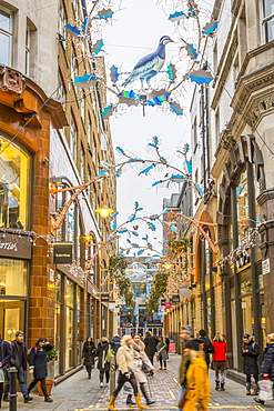 Christmas decorations in Slingsby Place, London, England, United Kingdom, Europe