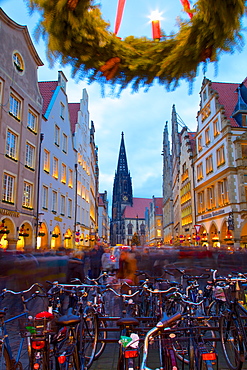 View of Prinzipalmarkt at Christmas, Munster, North Rhine-Westphalia, Germany, Europe