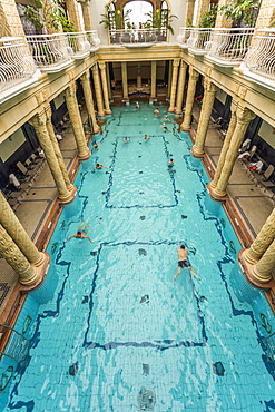 People bathing in Gellert Thermal Baths, Budapest, Hungary, Europe