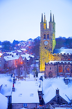 Cathedral of the Peak in snow, Tideswell, Peak District National Park, Derbyshire, England, United Kingdom, Europe 