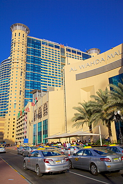 Al Wahda Mall and taxis, Abu Dhabi, United Arab Emirates, Middle East