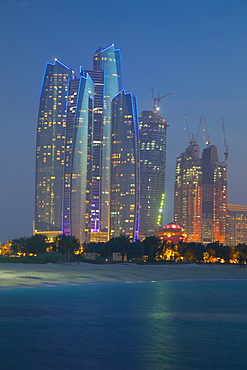 Emirate Towers at night, Abu Dhabi, United Arab Emirates, Middle East