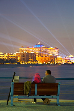 Emirates Palace at night, Abu Dhabi, United Arab Emirates, Middle East