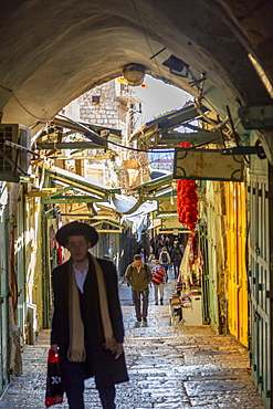 View of street in Old City, Old City, UNESCO World Heritage Site, Jerusalem, Israel, Middle East