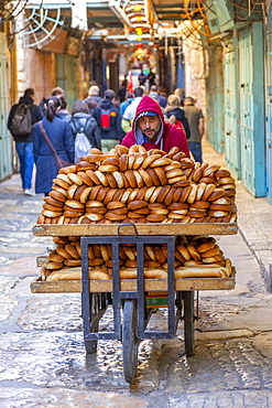 View of bread man in Old City, Old City, UNESCO World Heritage Site, Jerusalem, Israel, Middle East