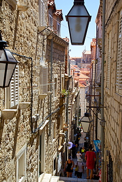 Narrow back street, Dubrovnik, Dalmatia, Croatia, Europe