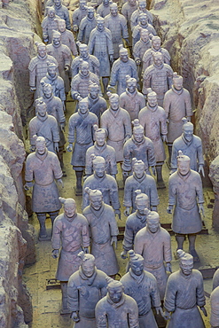 View of Terracotta Warriors in the Tomb Museum, UNESCO World Heritage Site, Xi'an, Shaanxi Province, People's Republic of China, Asia