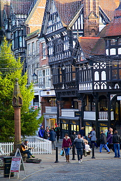 Christmas Tree on Eastgate and Bridge Street, Chester, Cheshire, England, United Kingdom, Europe