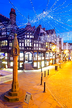 East Gate Street at Christmas, Chester, Cheshire, England, United Kingdom, Europe