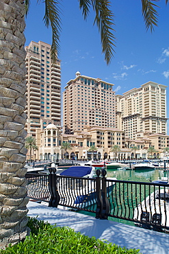 Harbour and architecture, The Pearl, Doha, Qatar, Middle East 